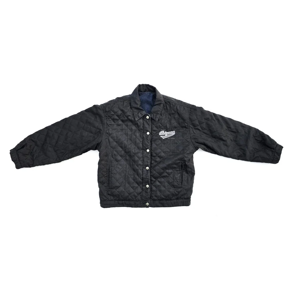 VTG Arizona Jeans Reversible Quilted Denim Jacket Men's Size Large Blue & Black
